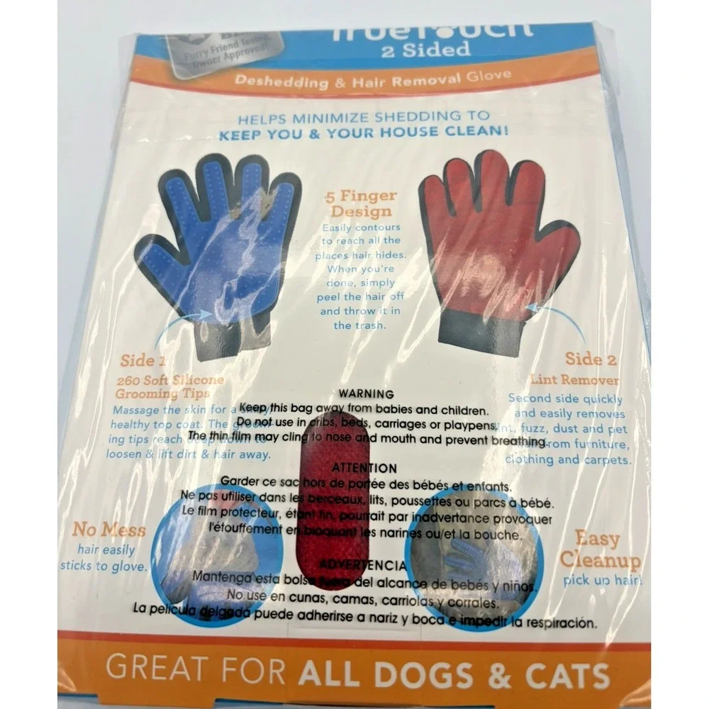 True Touch 2 Sided Deshedding & Hair Removal Glove New